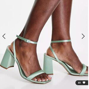 New ASOS DESIGN Hilton barely there block heeled sandals in sage